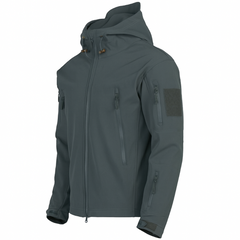 Herrenjacke mit Kapuze – Militärjacke für Outdoor-Aktivitäten in Grau
