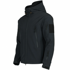 Herrenjacke mit Kapuze – Militärjacke für Outdoor-Aktivitäten in Schwarz