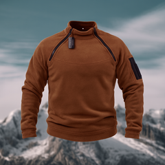 Taktischer Herren-Fleecepullover mit Taschen – vielseitig einsetzbar für Outdoor-Aktivitäten in Braun