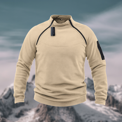 Taktischer Herren-Fleecepullover mit Taschen – vielseitig einsetzbar für Outdoor-Aktivitäten in Beige