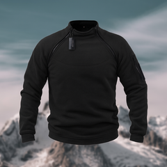 Taktischer Herren-Fleecepullover mit Taschen – vielseitig einsetzbar für Outdoor-Aktivitäten in Schwarz