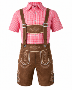 Ludwig | Herren Trachten-Set mit Lederhosen & Karo-Hemd in Braun