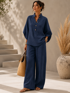 Mariel | Elegantes Damen-Set mit Fledermausärmeln in Marineblau