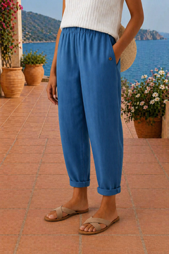 Maja | Luftige Leinenhose in Blau