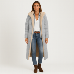 Amara | Wendbarer Wintermantel mit flauschiger Kapuze für Damen in Grau