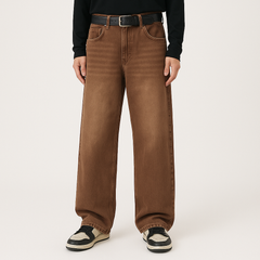 4Legend – Herren Flare Jeans – Lässiger Streetstyle, Taschen, reifer Look in Braun