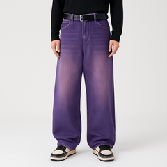4Legend – Herren Flare Jeans – Lässiger Streetstyle, Taschen, reifer Look in Lila