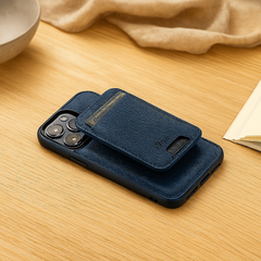 2-in-1-Magnethülle für iPhone 15 Pro Max/14 Plus/13/12 – PU-Leder, kabelloses Laden möglich in Blau