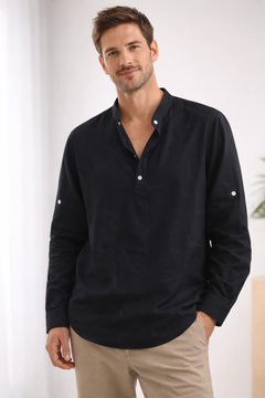 Emil | Herren Elegantes Kragen Hemd in Schwarz