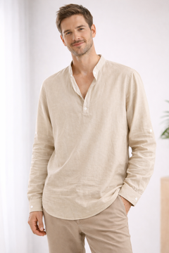 Emil | Herren Elegantes Kragen Hemd in Beige