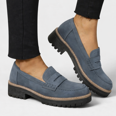 Rike | Damen Casual Orthopädische Plateau Loafer in Blau