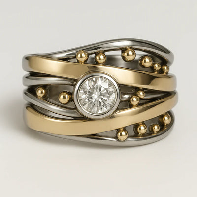 Royal - Vintage Gold Inlay Zirkonia Ring