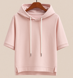 Lila | Oversized Kurzarm Kapuzenhoodie in Rosa