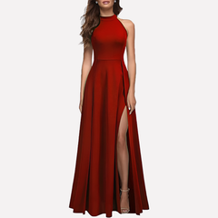 Dominique | Damen Formelles Abend Maxikleid mit Seitenschlitz in Rot