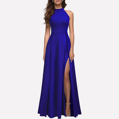 Dominique | Damen Formelles Abend Maxikleid mit Seitenschlitz in Hellblau