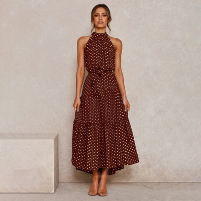 Paula - Elegantes Tupfenkleid mit Neckholder-Ausschnitt