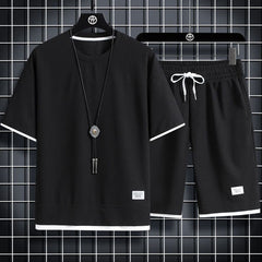 Cole | Waffelstrick Freizeit- & Sportset in Schwarz