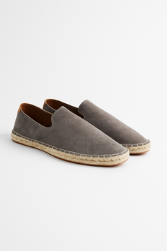 Kevin – Espadrilles Herren Wildleder Sommer Leicht Lässig in Grau