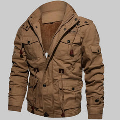Jason | Herren Gefütterte Taschen Jacke in Khaki