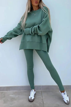 JOHANNA - SET AUS SWEATSHIRT UND LEGGINGS IN ÜBERGRÖSSE in Grün