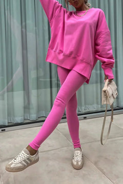 JOHANNA - SET AUS SWEATSHIRT UND LEGGINGS IN ÜBERGRÖSSE in Rosa