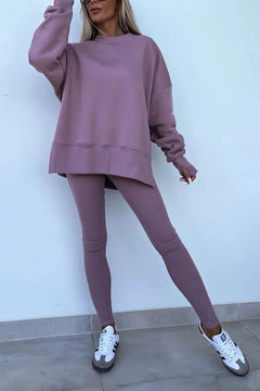 JOHANNA - SET AUS SWEATSHIRT UND LEGGINGS IN ÜBERGRÖSSE in violett
