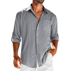 Felix | This Lässiges Herrenhemd im kubanischen Stil in Gray