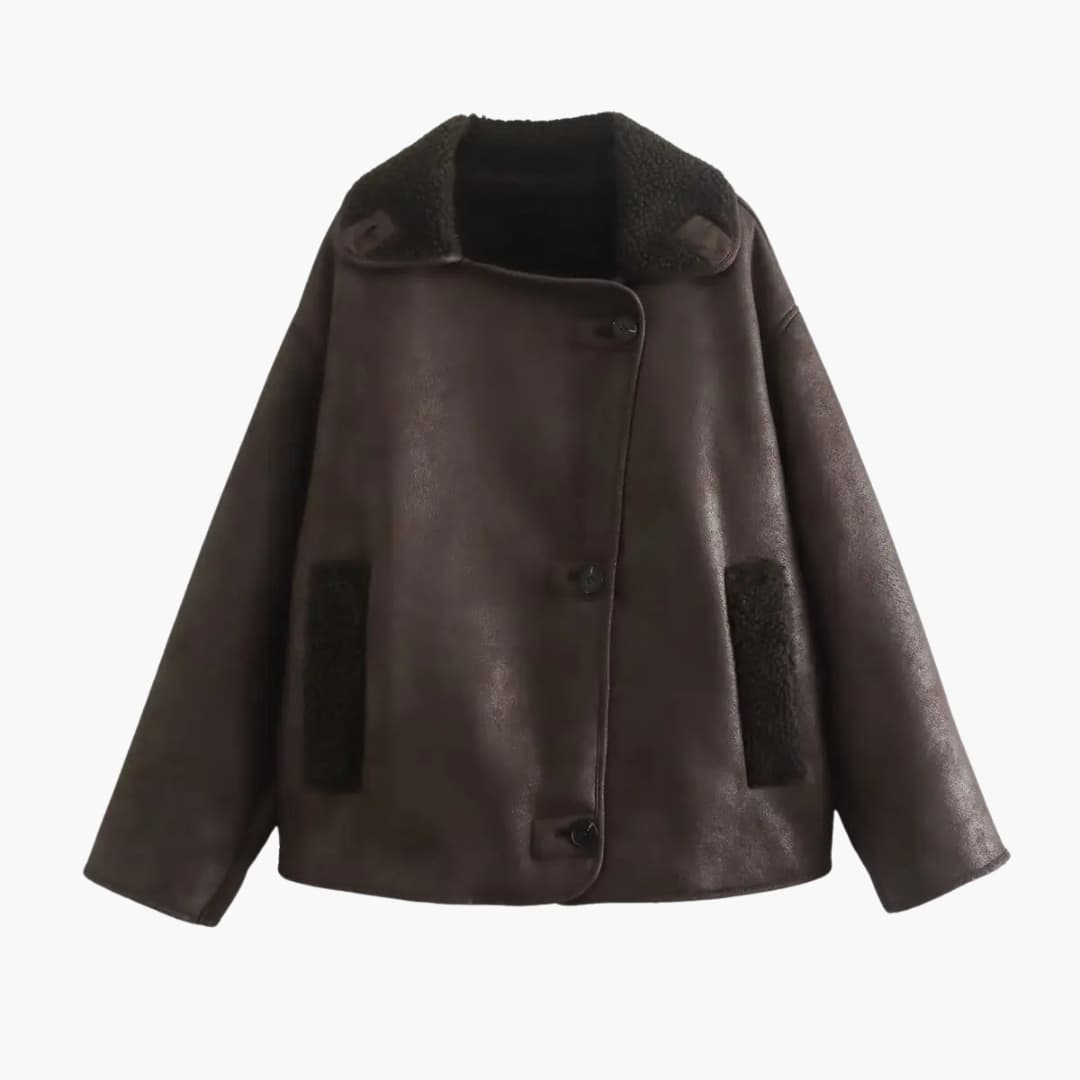 Damen Fleece jacke mit Reverskragen und Fronttaschen