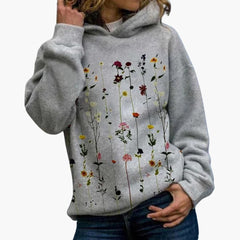 Damen Hoodie mit Blumenmuster in Grau