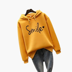 Damen Hoodie mit Kapuze und Frontprint in Gelb