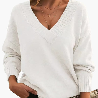 Damen Pullover mit V-Ausschnitt und langen Ärmeln