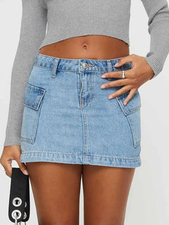Damen Minirock mit Taschen in Blau