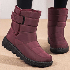 Damen Orthopädische Wasserdichte Knee High Boots mit Rutschfester Profilsohle und Wärmender Plüschfütterung in Rot