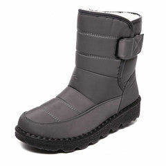 Damen Orthopädische Wasserdichte Knee High Boots mit Rutschfester Profilsohle und Wärmender Plüschfütterung in Grau