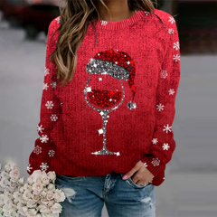 Damen Pullover Festlich Gemütlich Strickmaterial in Rot