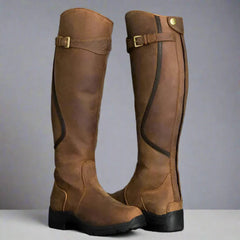 Damen Reitstiefel Ergonomisch Kunstleder Sportlich-Klassisch in Braun