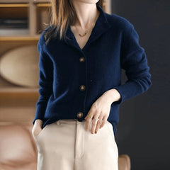 Damen Strick Cardigan mit Knopfleiste – Weicher, Zeitloser Layering-Pullover für Herbst und Winter in Dunkelblau