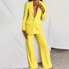 Damenanzug mit Blazer und Hose für Festliche Anlässe - Eleganter Damen Anzug in Gelb