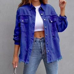 RalphMattew Zerfledderte Jeansjacke in Blau