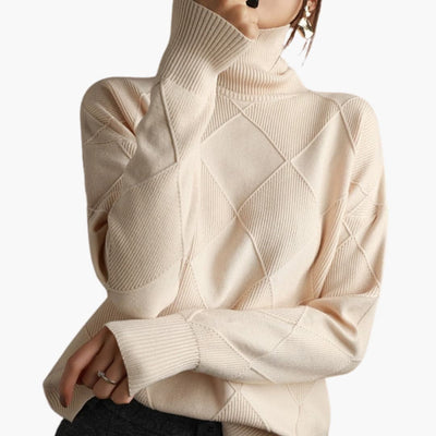 Damen pullover mit Rollkragen und Struktureinsätzen