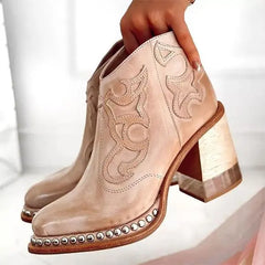 RalphMattew™ Norwich Bestickte Lederstiefel in Rosa