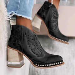RalphMattew™ Norwich Bestickte Lederstiefel in Schwarz