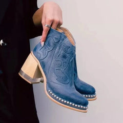 RalphMattew™ Norwich Bestickte Lederstiefel in Blau