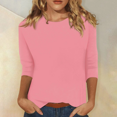 Rundhalsshirt mit Langen Ärmeln für Damen in Rosa