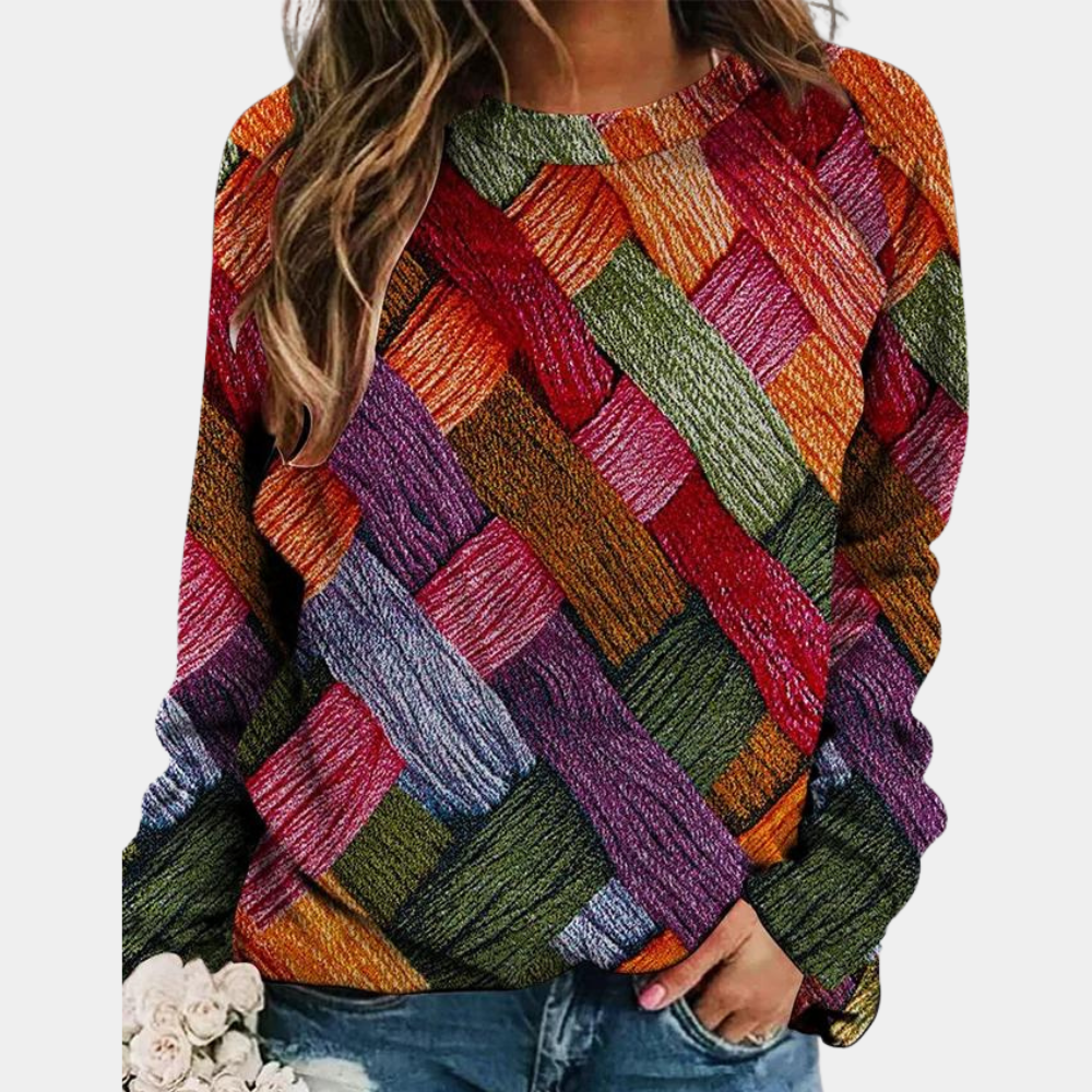 Bunter Strickpullover für Damen | Lässig