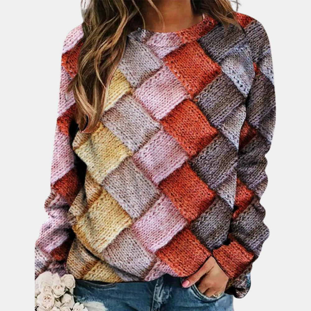 Bunter Strickpullover für Damen | Lässig