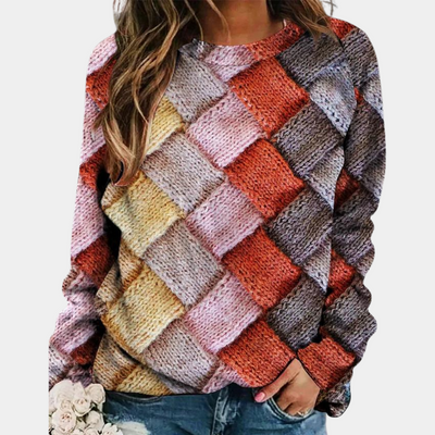 Bunter Strickpullover für Damen | Lässig