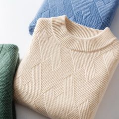 Pullover Herren Rundhals Elegant | Feinstrick Design in Beige