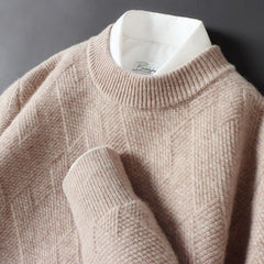 Pullover Herren Rundhals Elegant | Feinstrick Design in Braun