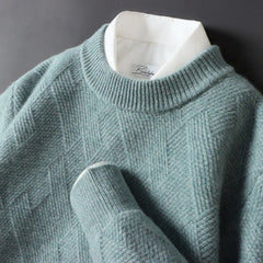 Pullover Herren Rundhals Elegant | Feinstrick Design in Grün